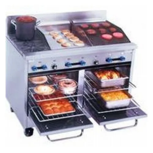 Comstock-Castle F3226-12-3RB 60" Gas Restaurant Range w/ (2) Open Burners, (1) 12" Griddle, (1) 36" Charbroiler, (2) Standard Ovens 228.000 BTU,