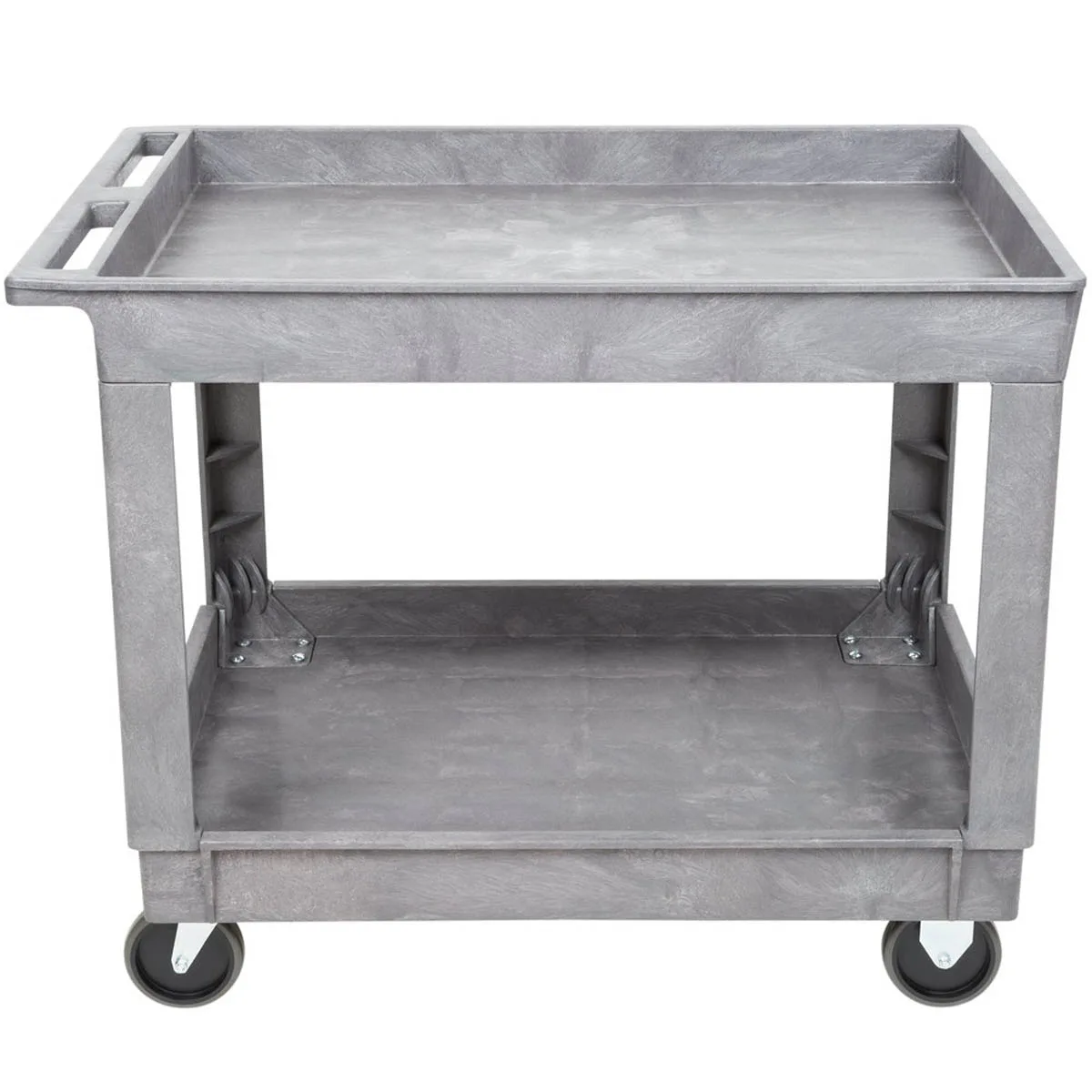 Lakeside 2523 Gray 2-Shelf Plastic Deep Well Utility Cart w/ 500-lb Capacity