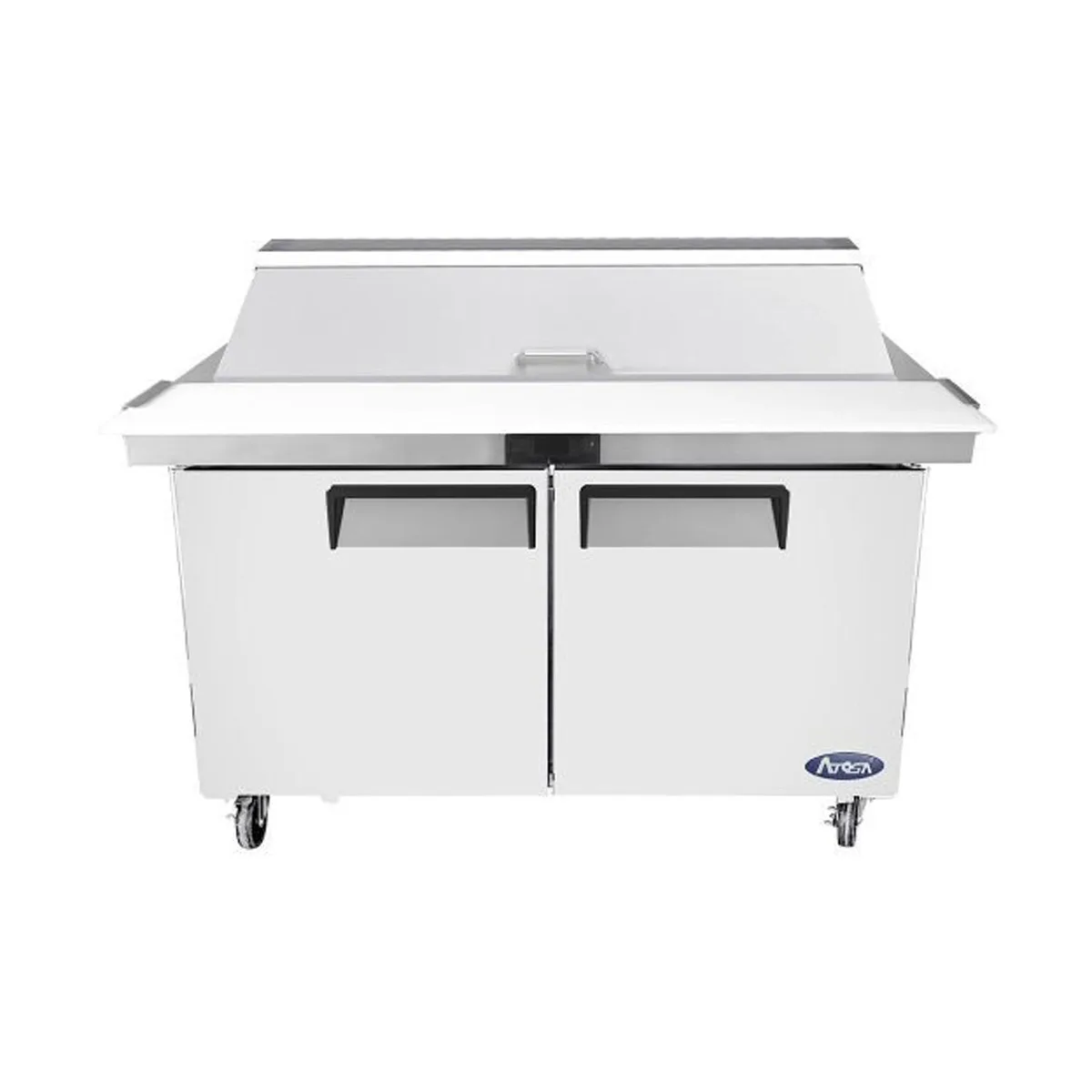 Atosa USA MSF8303GR 60" Two Section Sandwich/Salad Prep Table w/ 2 Solid Doors, 16 Pans