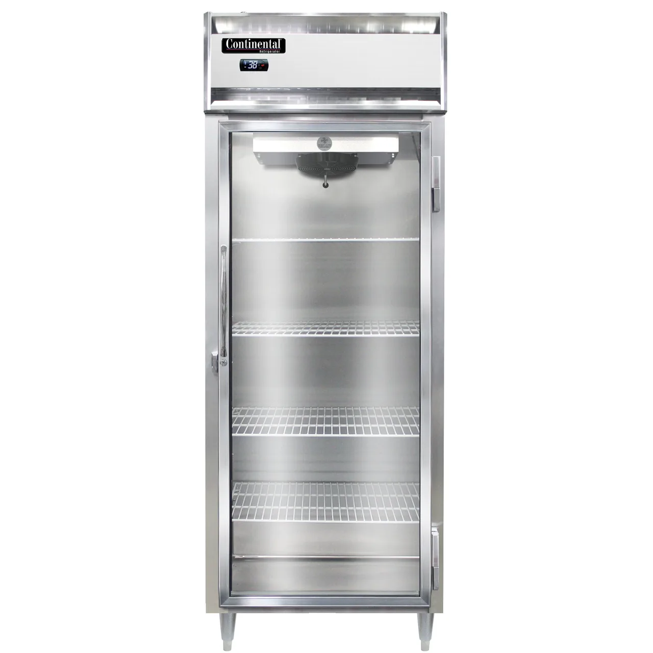 Continental Refrigerator D1RESNGD 28" 1-Section Reach-In Refrigerator w/ Glass Door, Stainless Steel Front Aluminum Exterior, 18 cu. ft.