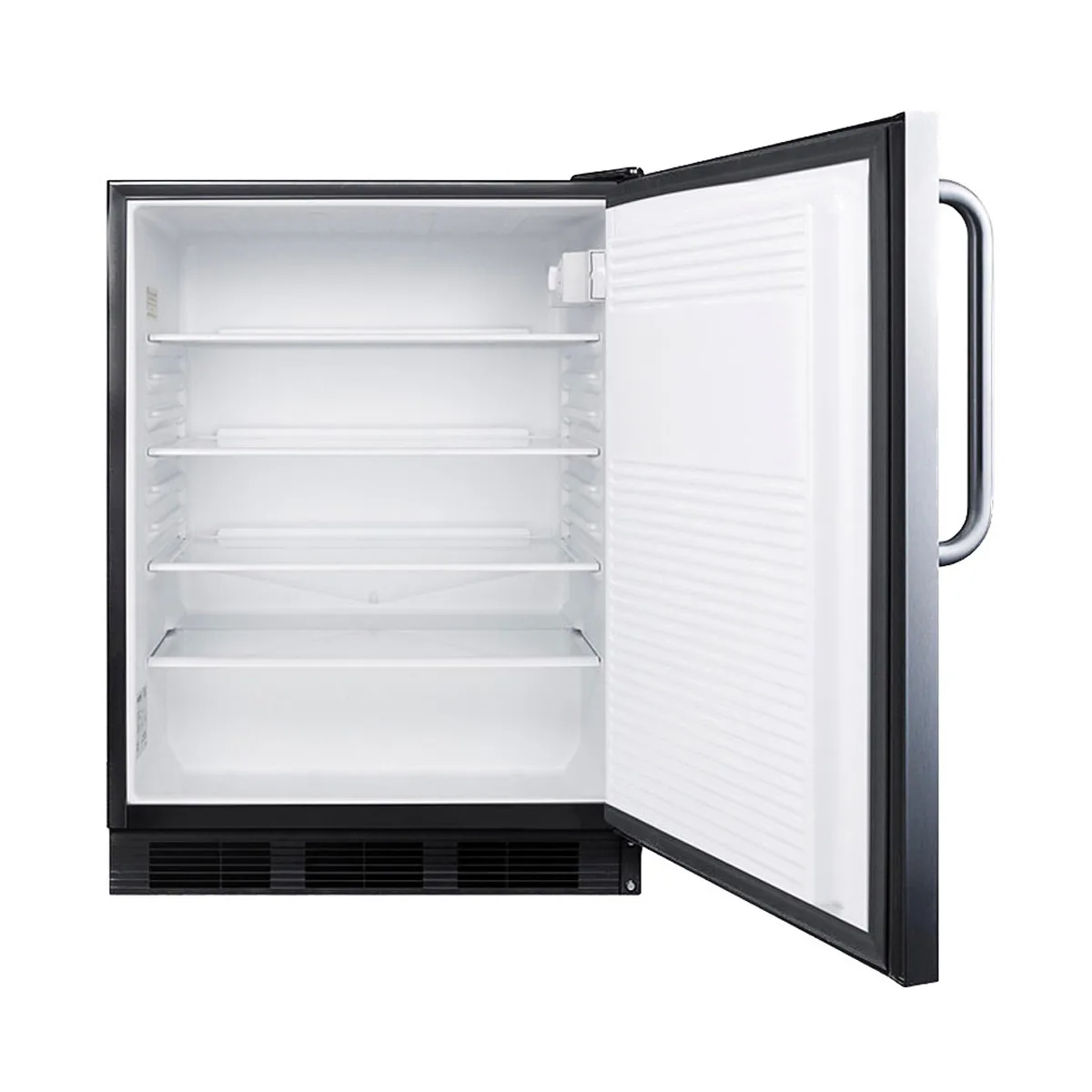 Summit FF7BKCSSADA 24" Built-in or Freestanding Undercounter Refrigerator in Stainless Steel, ADA Compliant, 5.5 cu ft