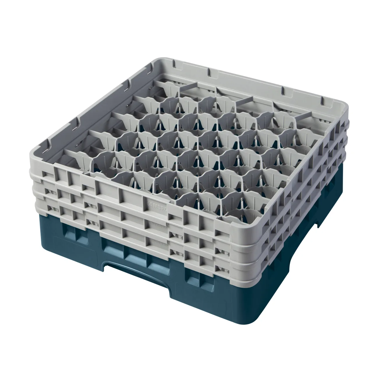 Cambro 30S638414 Camrack Glass Rack, Teal, Full Size, 19-3/4 x 19-3/4, 30 Compartments, 3-1/8 Max Dia, HACCP