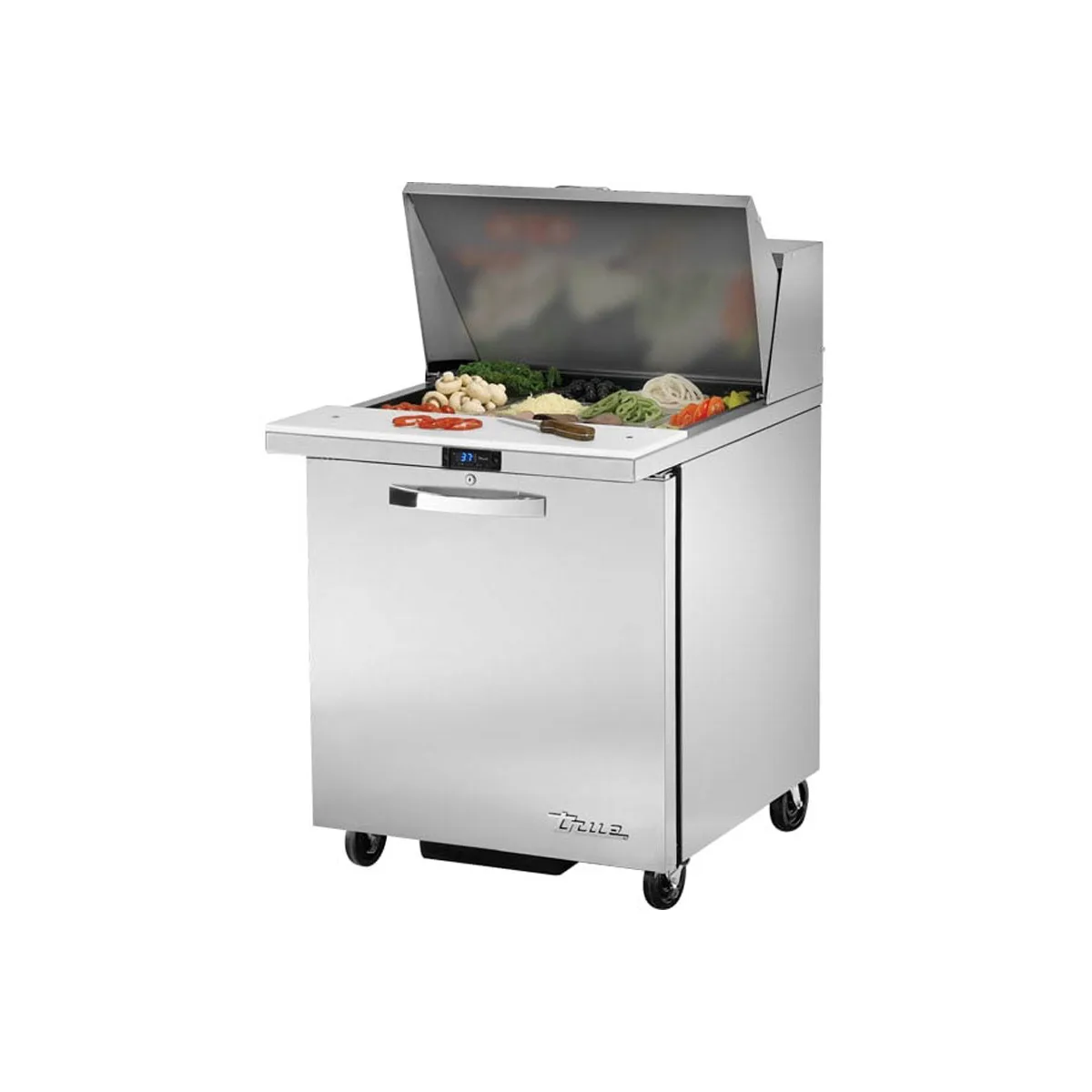 True TSSU-27-12M-B-HC~SPEC3 27" Mega Top Sandwich/Salad Prep Table w/ 1 Door 12 Pans