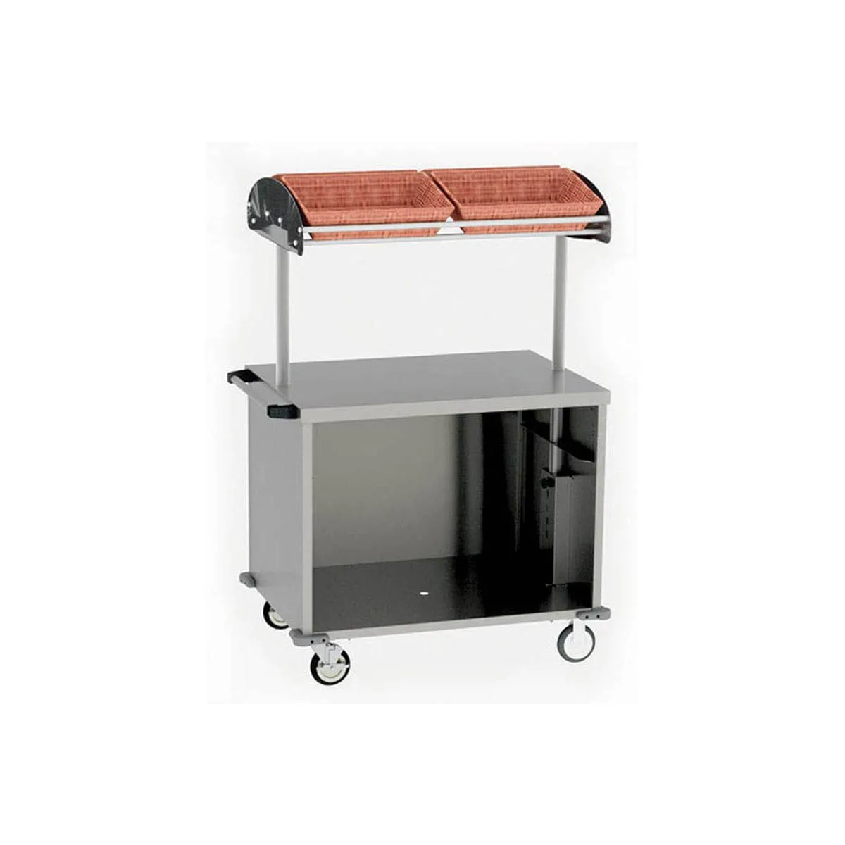 Lakeside 662 Stainless Steel Vending Kiosk w/ Overhead Shelf with (4) Plastic Bins 