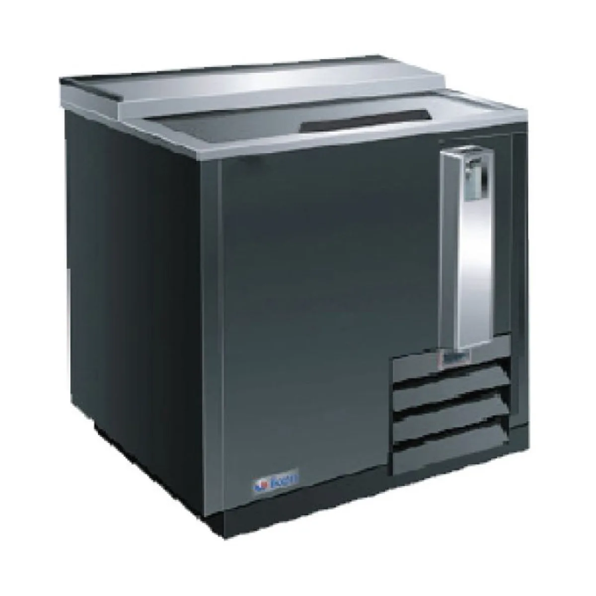 IKON IBC-36 Deep Well Flat Top Bottle Cooler w/ Sliding Lid, Bottle Opener, Black Exterior