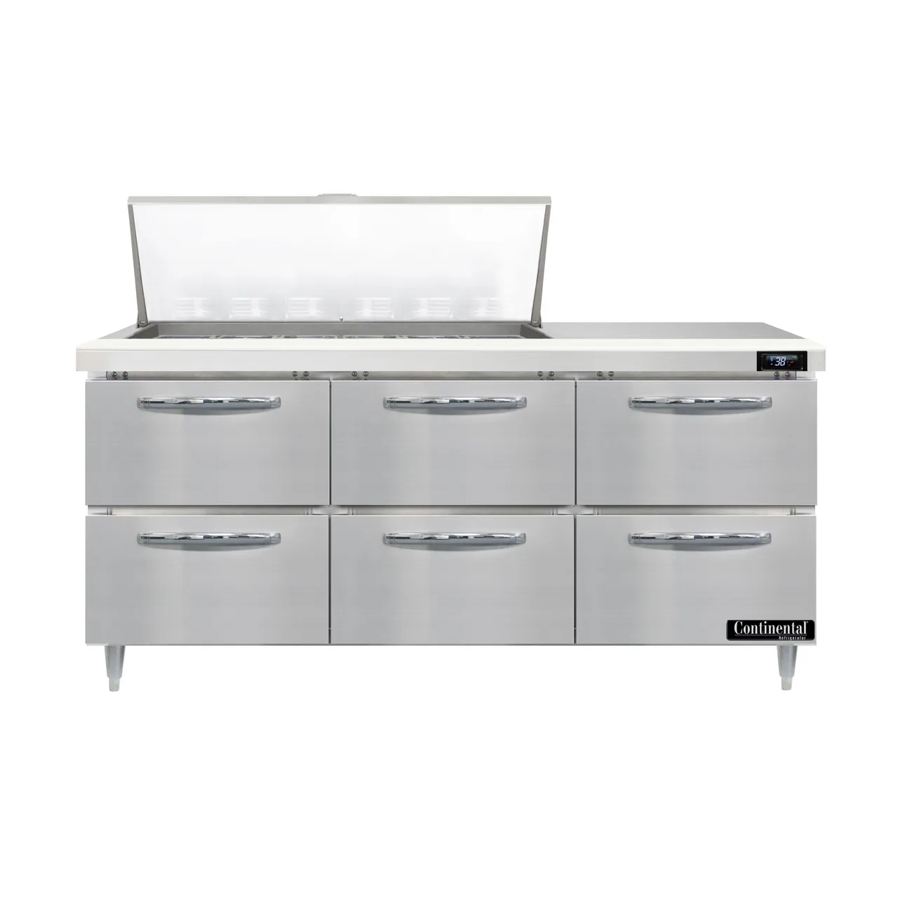 Continental Refrigerator D72N18M-D 72" Mega Top Sandwich Prep Table w/ 6 Drawers, 18 pans