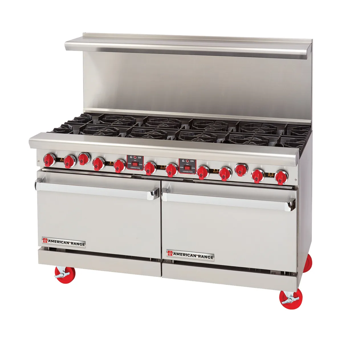 American Range AR-10-CC 60" Gas Restaurant Range w/ (10) Open Burners, (2) Convection Ovens, 380.000 BTU