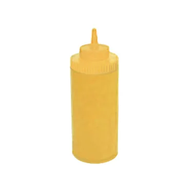 Winco PSW-16Y Squeeze Bottle - 16 oz Wide-Mouth, BPA-Free Yellow Plastic, Single Tip - 6/Pack