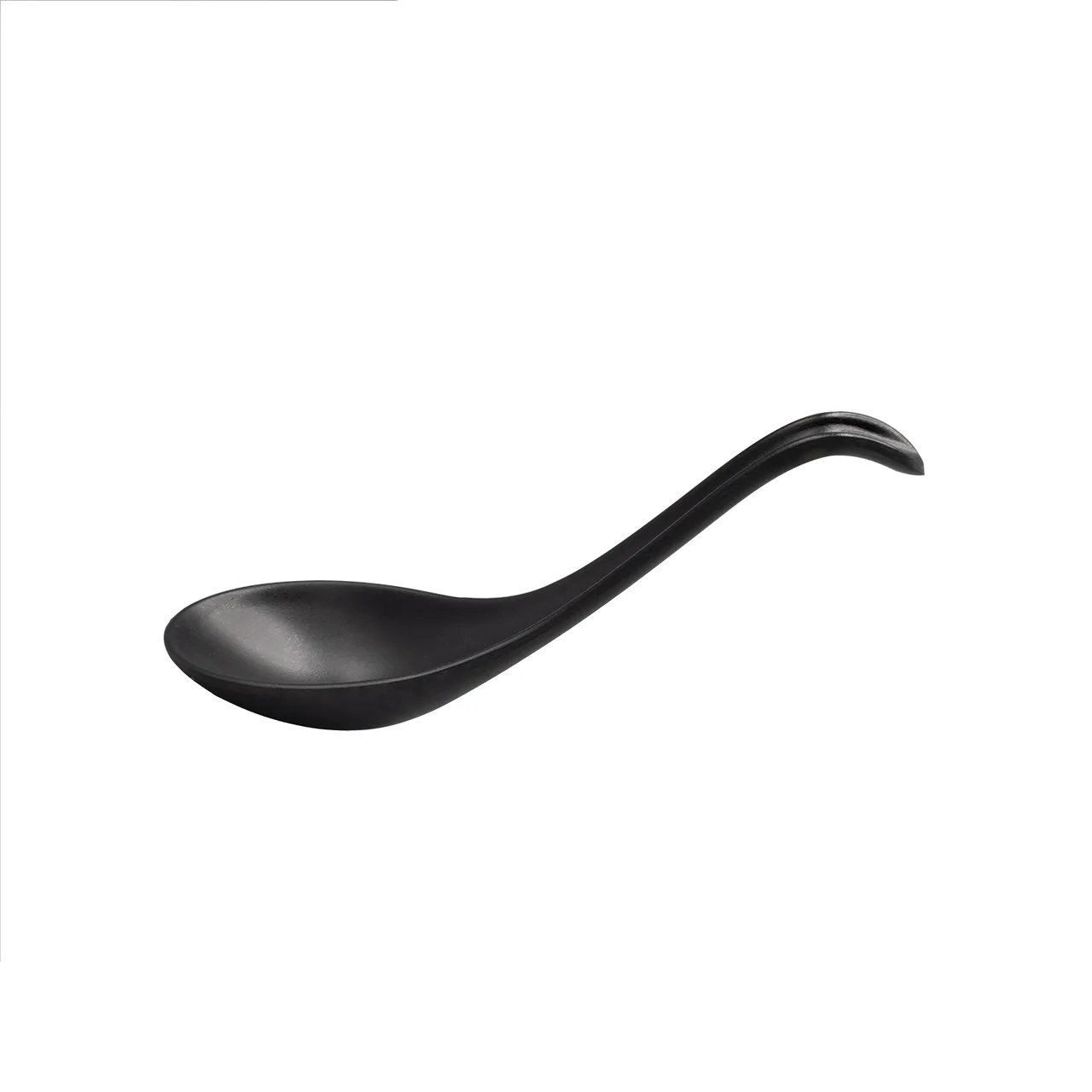 CAC China XSPN-67-MK Soup Spoon, 0.7oz, 6-1/2" Length, Matte Black Plastic - 1 Dozen