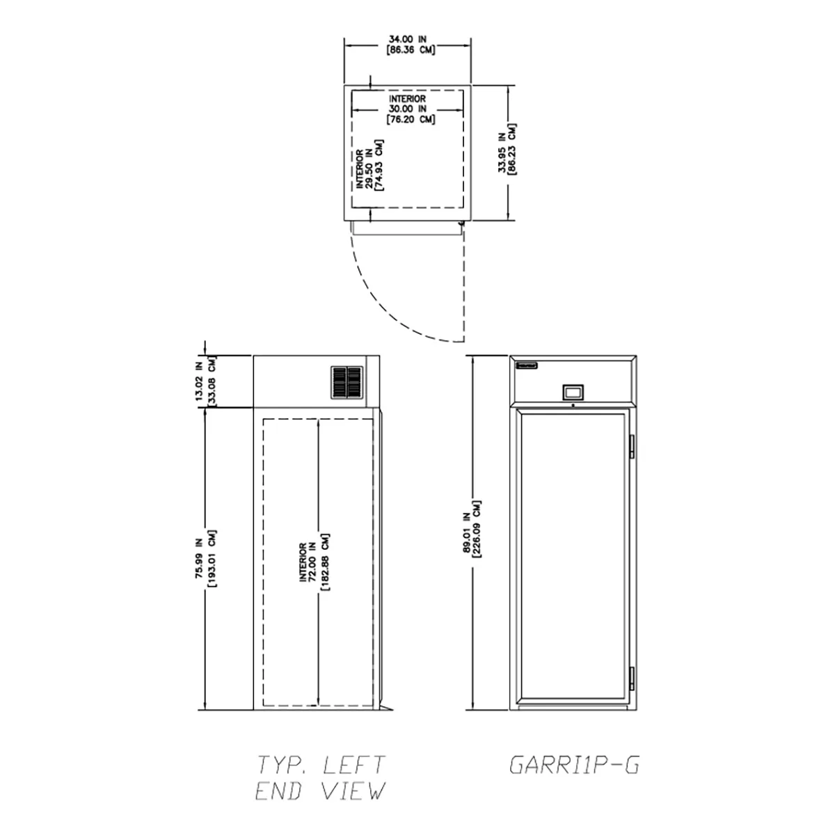 Delfield GARRI1P-G 34" 1-Glass Door Roll-In Refrigerator, 37 cu. ft., Top Mounted