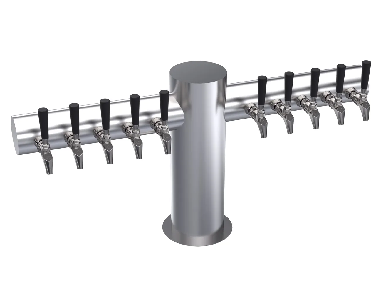 Krowne KMT-10S Max‑T Beer Tower, 39" Flange, Stainless Steel, Glycol‑Cooled, Ten‑Tap (No Handles)
