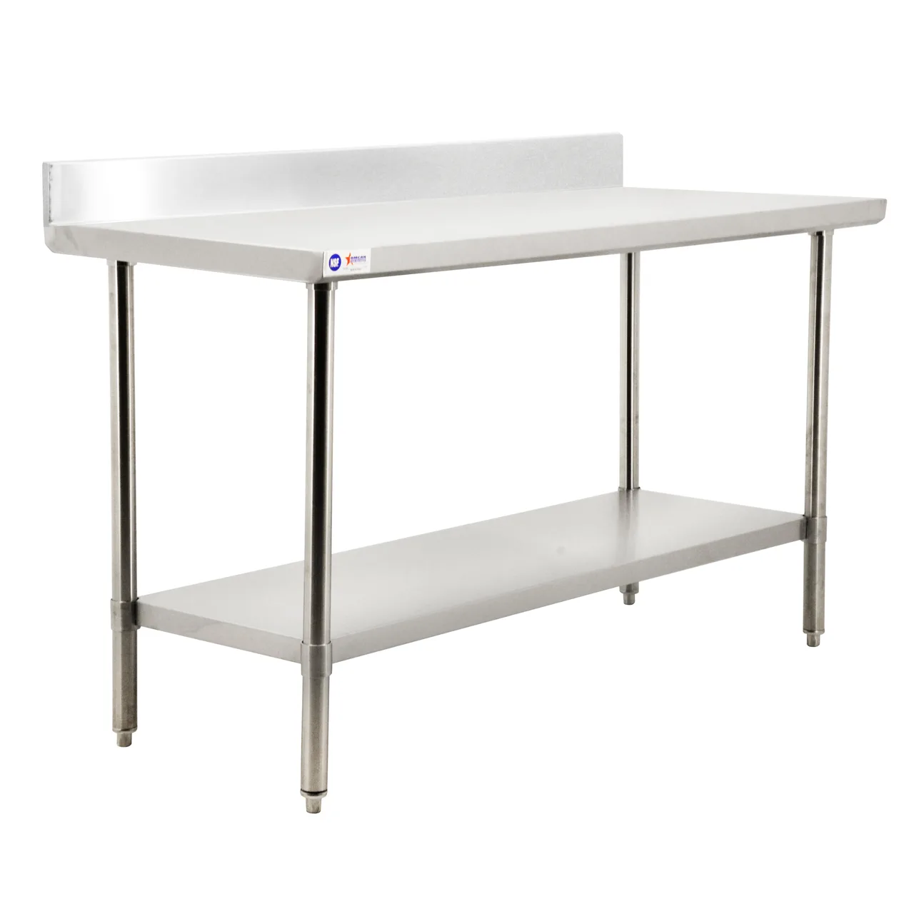 Omcan USA 44346 60" Open Base Work Table with Undershelf, 4" Backsplash / 20 Gauge Top