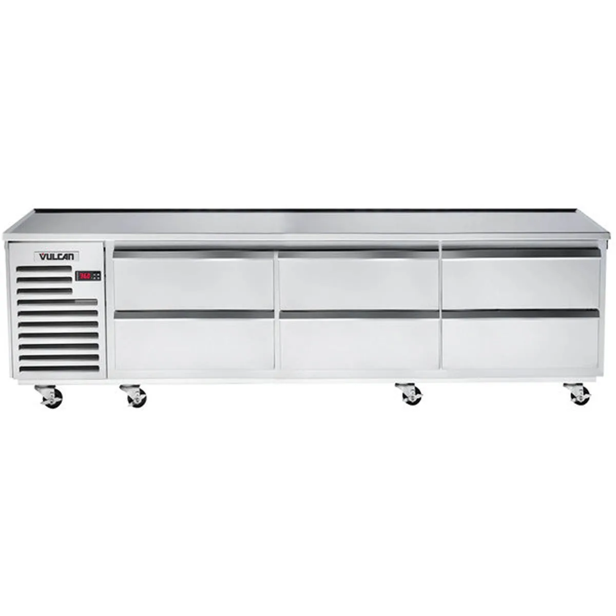 Vulcan ARS96 96" 6 Drawers Refrigerated Chef Base w/ Marine Edge Top, Self-Contained