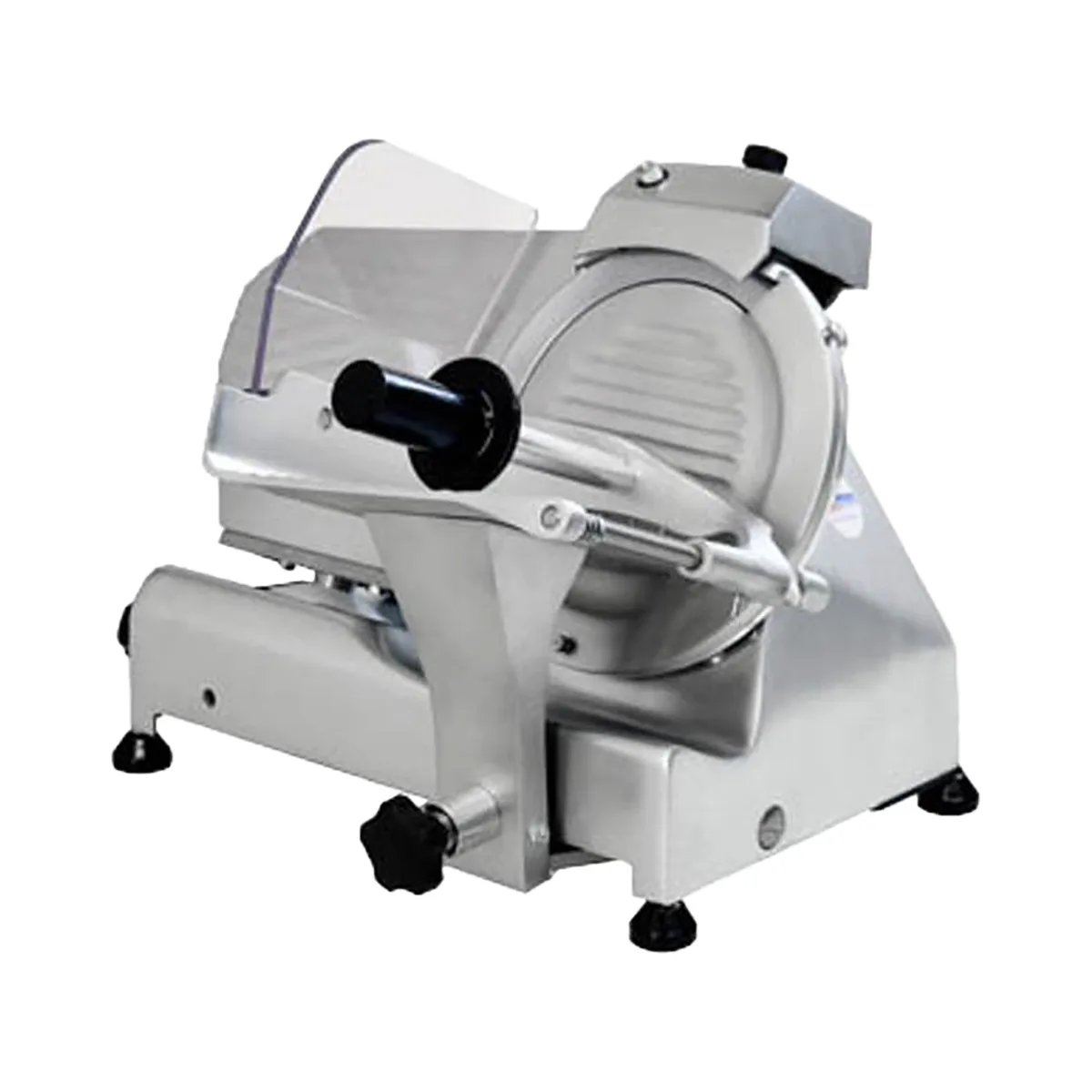 Omcan USA 31342 9"  Belt-Driven Commercial Meat Slicer, Anodized Aluminum, 1/4 HP Motor, Manual Angle/Gravity Feed