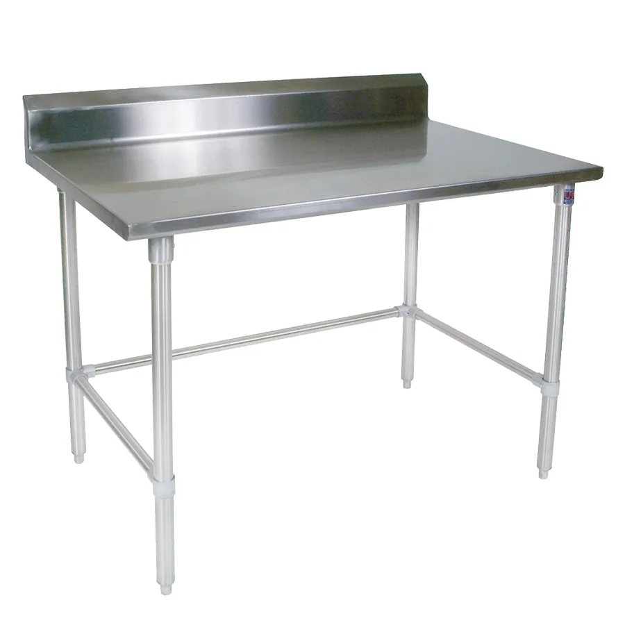 John Boos ST4R5-3048SBK 48" Open Base Work Table with Side & Rear Crossrails, 5" Backsplash