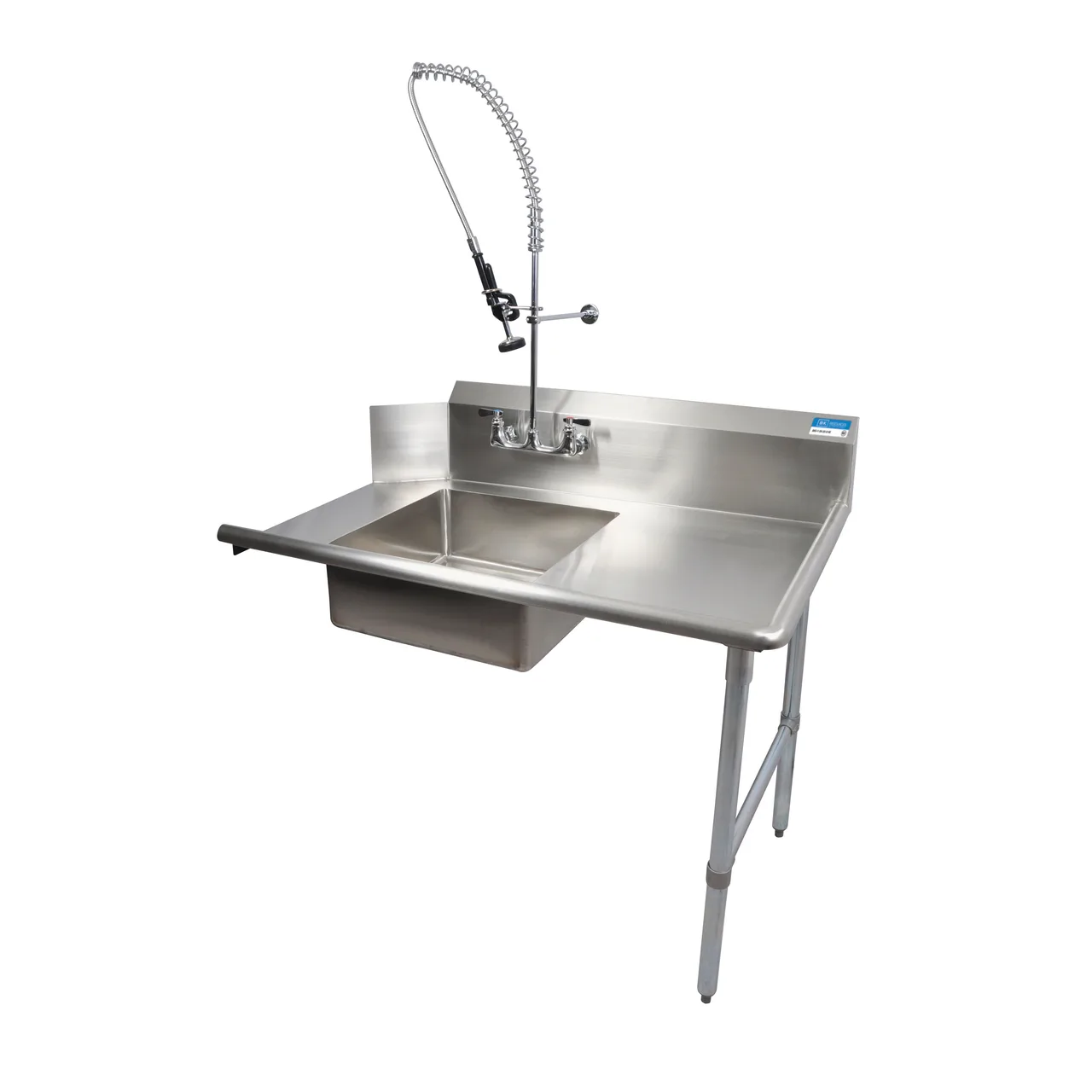 BK Resources BKSDT-72-R-P-G 72" Straight Soiled Dishtable w/ Right Table, Pre-Rinse Sink&Faucet