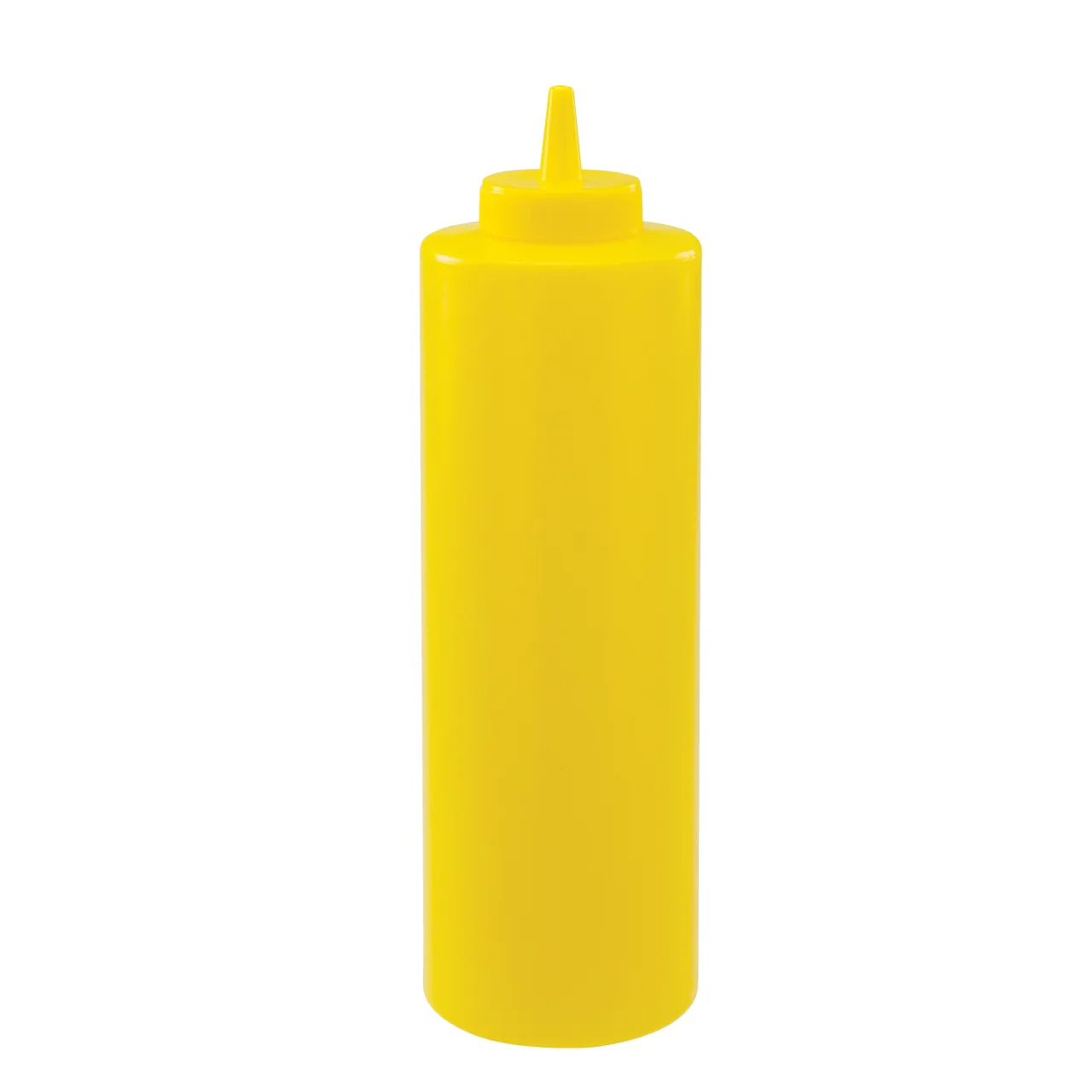 Winco PSB-24Y 24 oz BPA‑free plastic squeeze bottle, single tip, yellow, NSF certified - 6/Pack