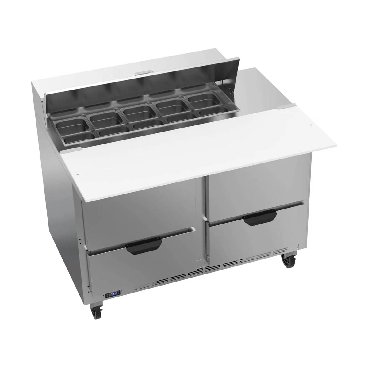 Beverage Air SPED48HC-10C-4 48" Two Section Sandwich/Salad Prep Table w/ 4 Drawers, 10 Pans
