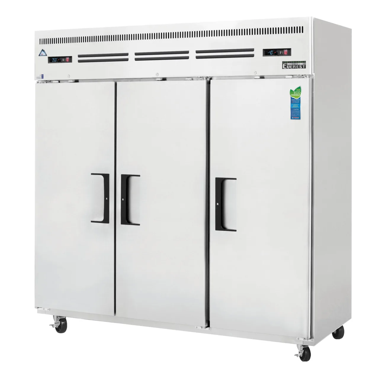 Everest ESRF3 74" 3-Section Reach-In Refrigerator Freezer Combo w/ 3 Solid Doors, Top Mount