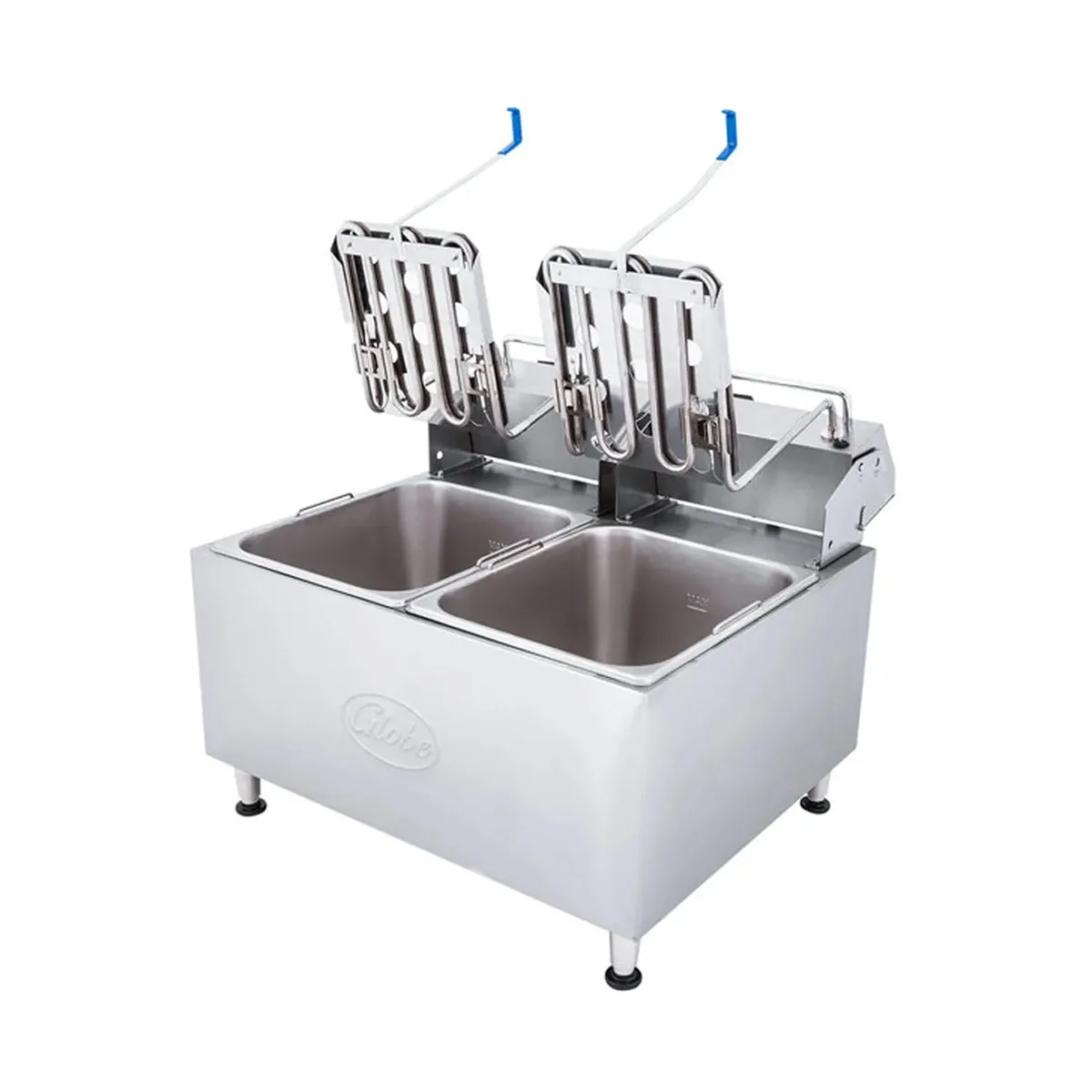 Globe PF32E Split Pot Countertop Electric Fryer w/ 2 Baskets, 32 Lb. Capacity, 208/240V