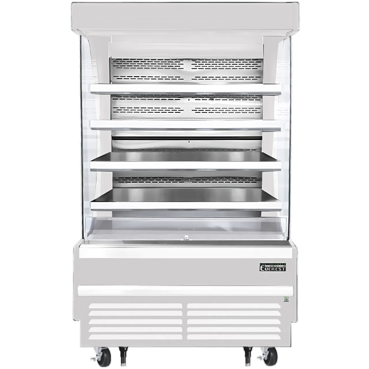 Everest EOMV-48-W-28-T 48" Vertical Open Air Merchandiser in White, High Profile, 4 Shelves, 16.8 cu. ft.