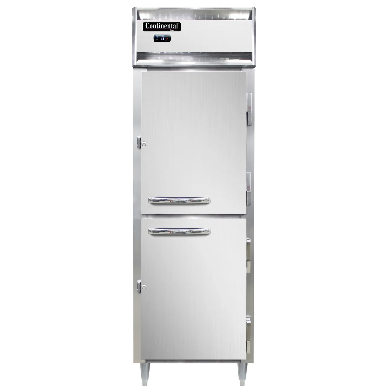 Continental Refrigerator D1FNPTHD 26" 1-Section Pass-Thru Freezer, 4 Half Solid Doors, Top Mounted, 21 cu. ft., Stainless Steel Front