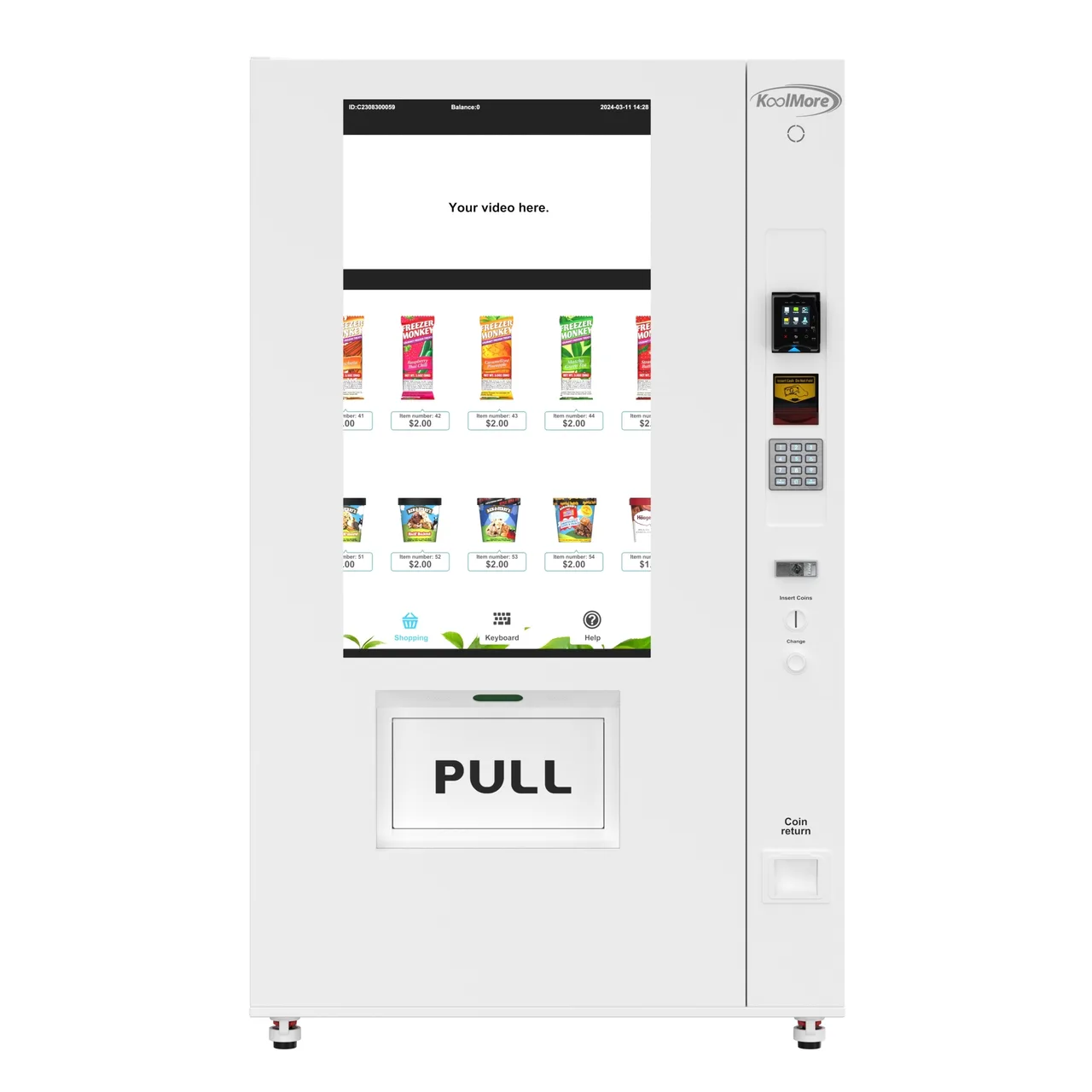 Koolmore KM-VMFWT-36BCR Freezer Ice Cream Vending Machine - 45.7"W X 37"D X 77"H