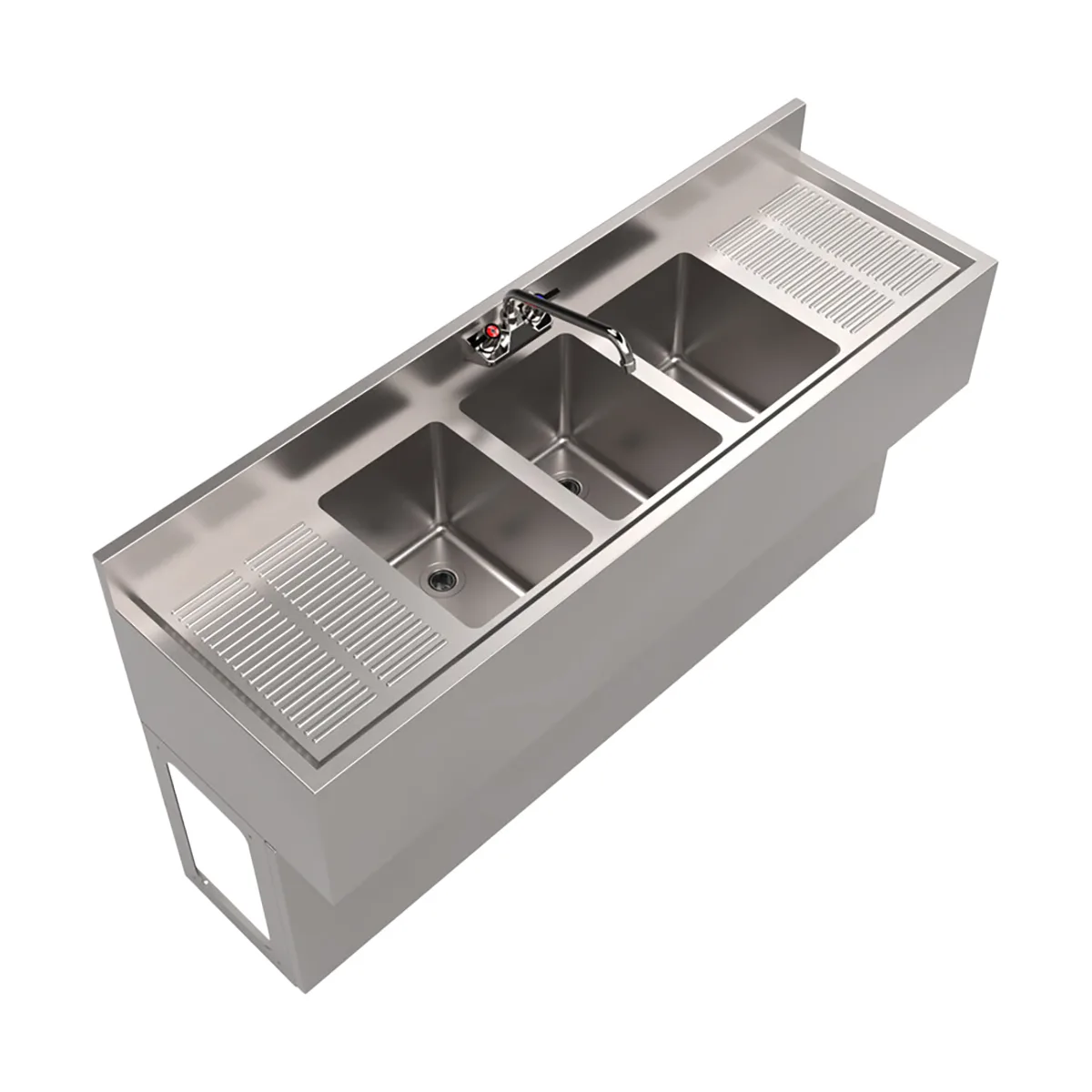 BK Resources UBB-18-360TS Underbar Sink Units, 3 Compartment with 2 Drainboards