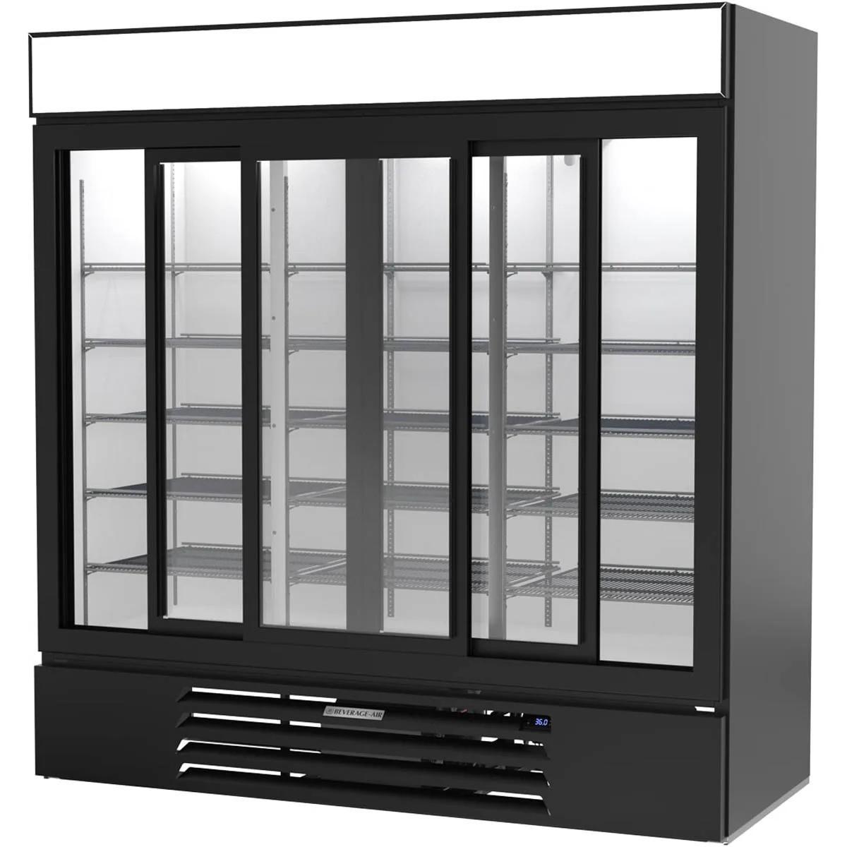 Beverage Air MMR66HC-1-B 75" Three Glass Door Merchandiser Refrigerator in Black, 64.4 cu. ft.