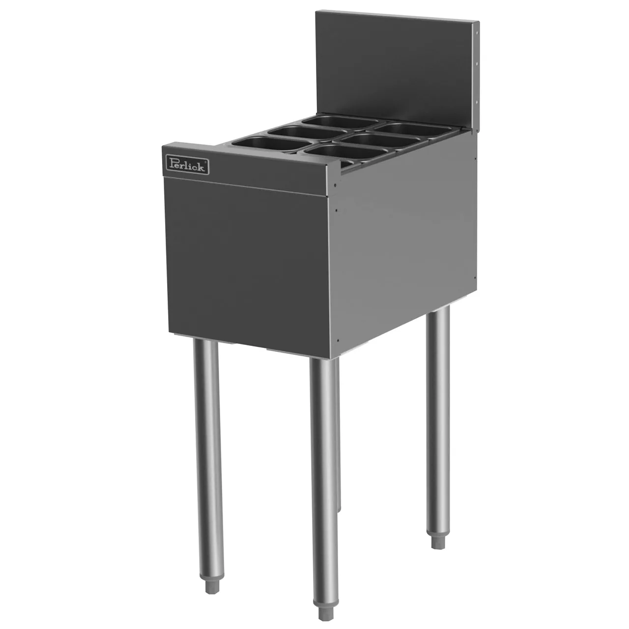 Perlick TS12U3 12" Underbar Bottle Storage Bin w/ 8 Condiment Cups, Insulated, Open Chest