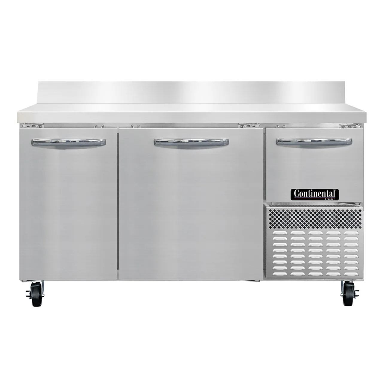Continental Refrigerator FA60SNBS 60" 2-Section Worktop Freezer w/ 2 Full & 1 Half Door