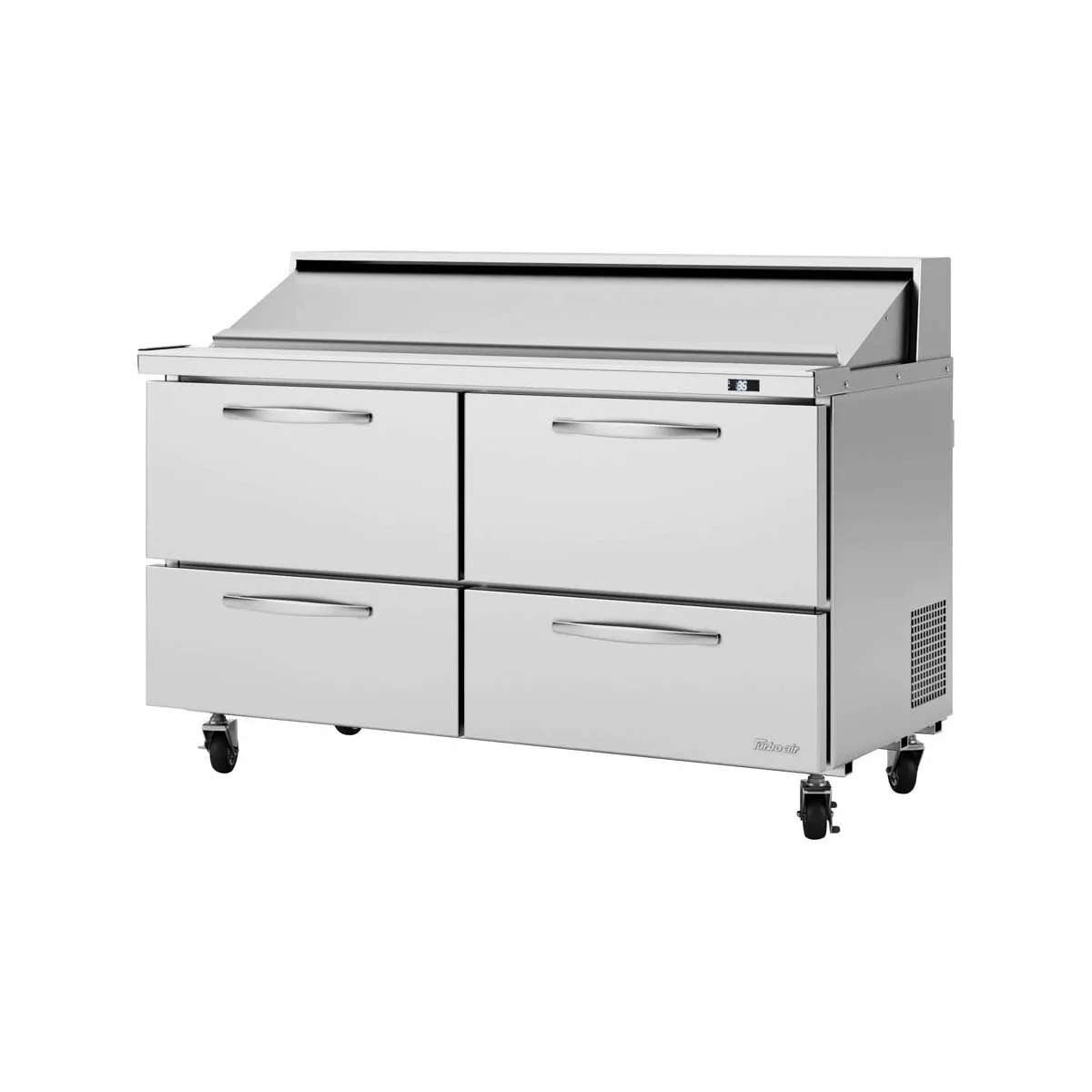 Turbo Air PST-60-D4-N 60" Two Section Sandwich / Salad Prep Table w/ 4 Drawers, 16 Pans