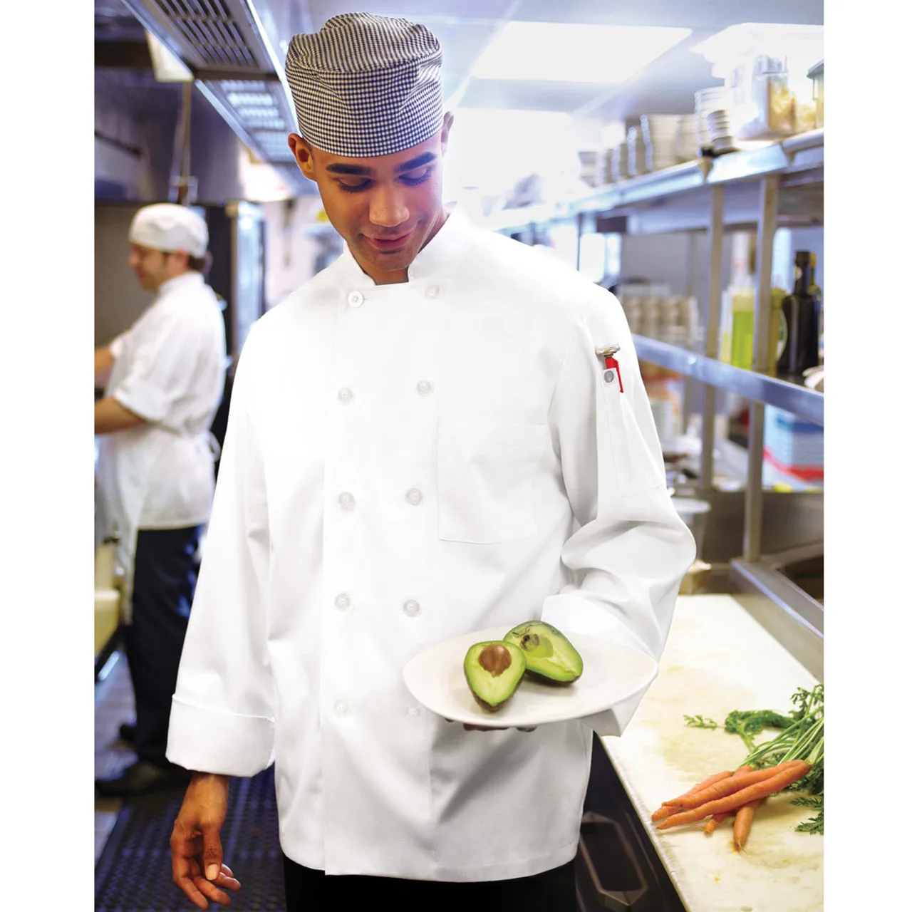 Chef Works WCCW-WHT-3XL - Le Mans Chef Coat, 3XL White, Poly‑Cotton, Long Sleeves, Cuffs