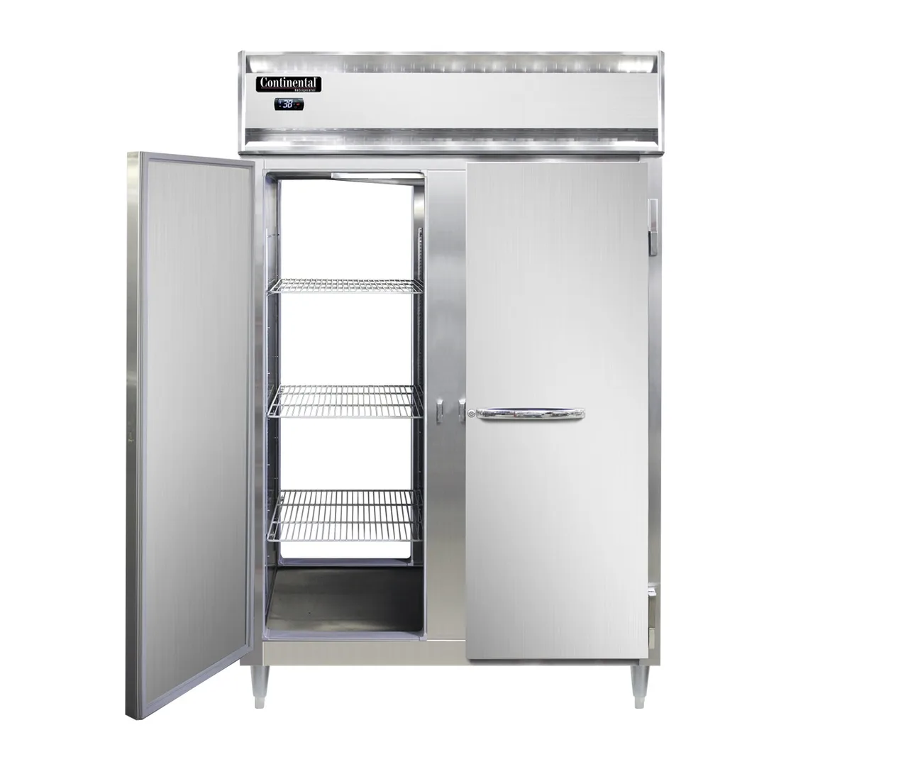Continental Refrigerator D2RFNPT 52" 2-Section Pass-Thru Refrigerator Freezer Combo w/ 4 Solid Doors
