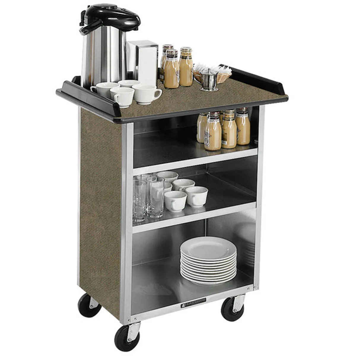 Lakeside 681 Stainless Steel Beverage Service Cart w/ 3 Shelves - 24" x 58 3/8" x 38 5/16"