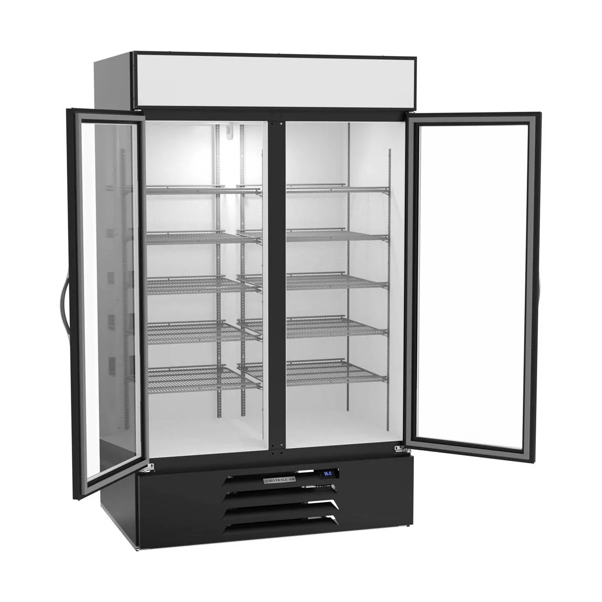 Beverage Air MMR44HC-1-B 47" Two Glass Door Merchandiser Refrigerator in Black, 40 cu. ft.