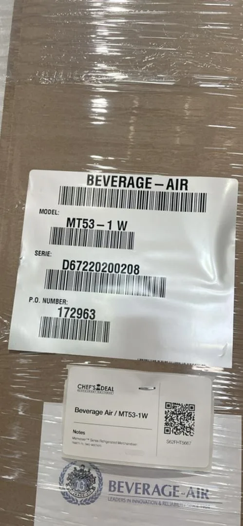 Beverage Air MT53-1W 54" Two Section Merchandiser Refrigerator with Glass Door, 41.66 cu. ft. - Open Box