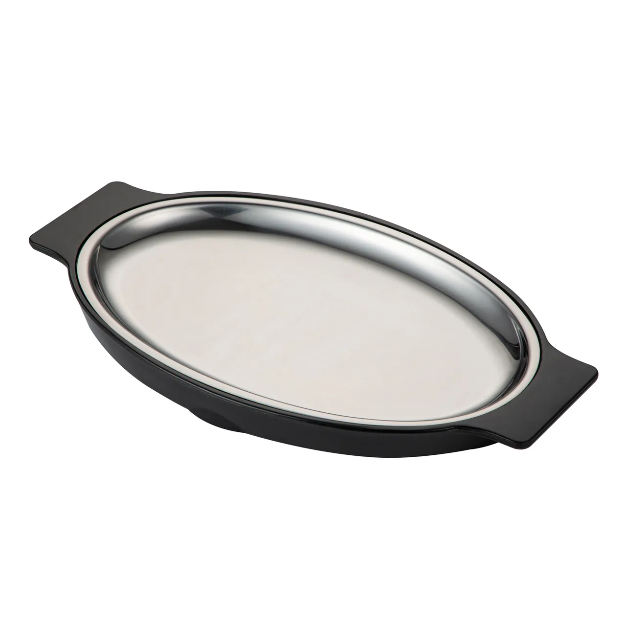 CAC China SBPL-12SET - Two-Piece Oval Stainless Platter Set, 7-7/8"×11-1/2" & 18-1/2"×13-3/4", Set