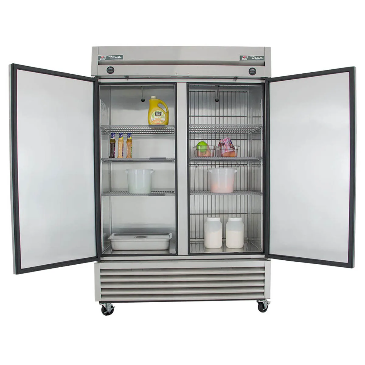 True T-49DT-HC 54" 2-Section Reach-In Refrigerator Freezer Combo w/ 2 Solid Doors