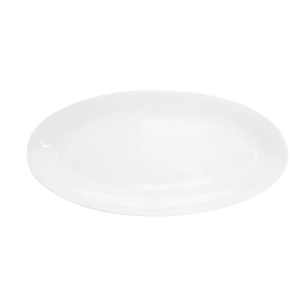 CAC China RCN-98 Fishia Platter – 18" x 8-1/4" x 1-1/2" Oval Porcelain Super White, Dishwasher Safe