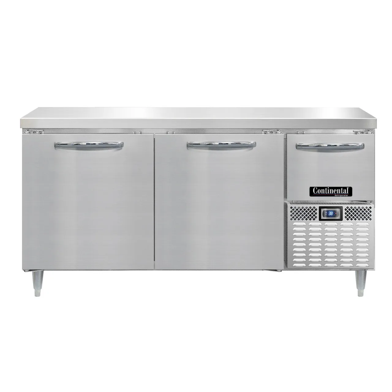 Continental Refrigerator DRA68NSS 68" Worktop Refrigerator w/ 2 Full & 1 Half Doors