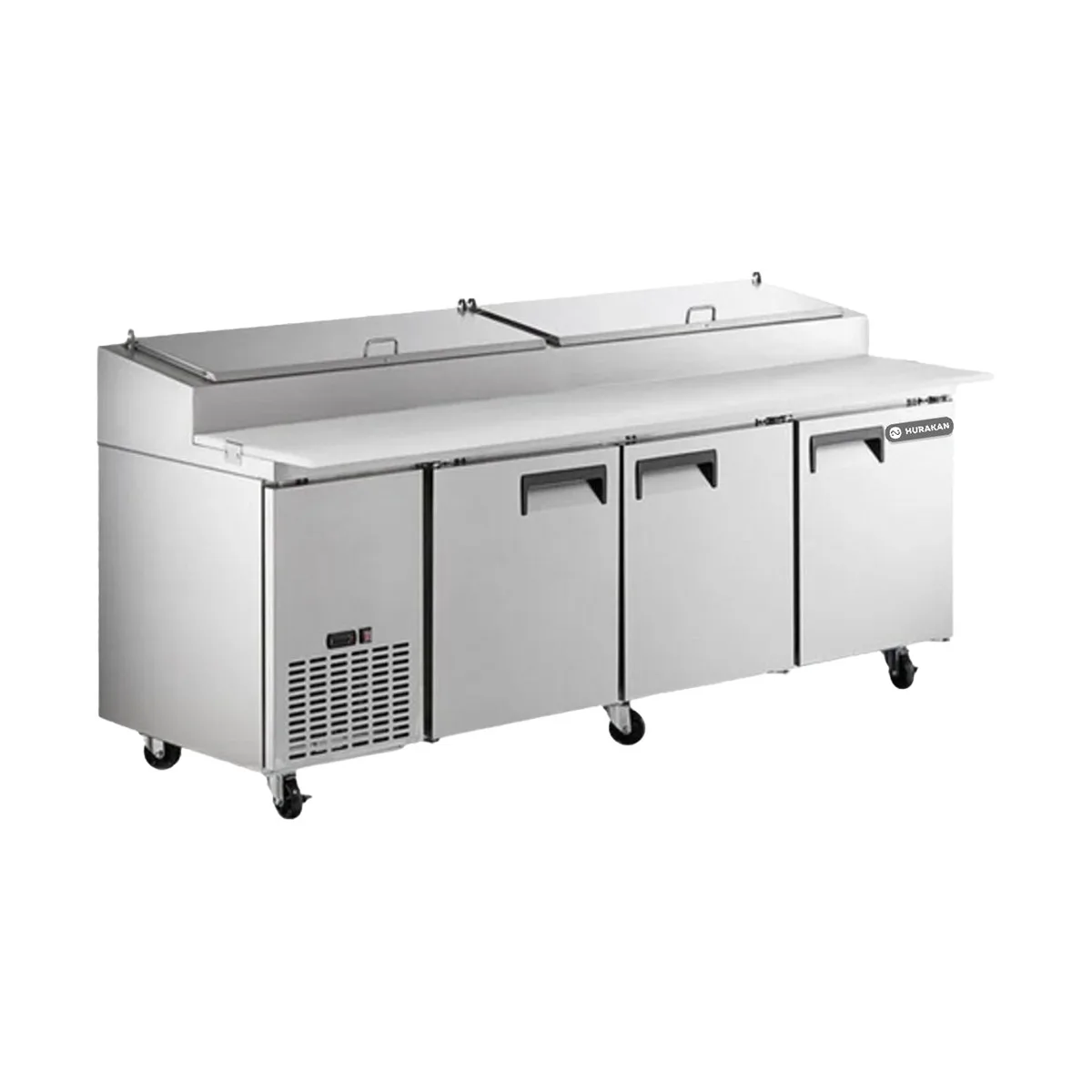 Hurakan HKN-PZ93R3 E/S 92" Refrigerated Pizza Prep Table, 3-Door, 12 X 1/3 Pans Capacity