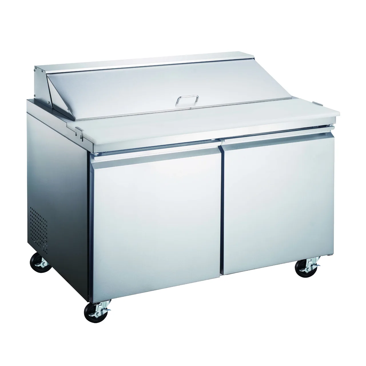 Omcan USA 50047 60" Two Section Sandwich / Salad Prep Table w/ 2 Doors, 16 Pans