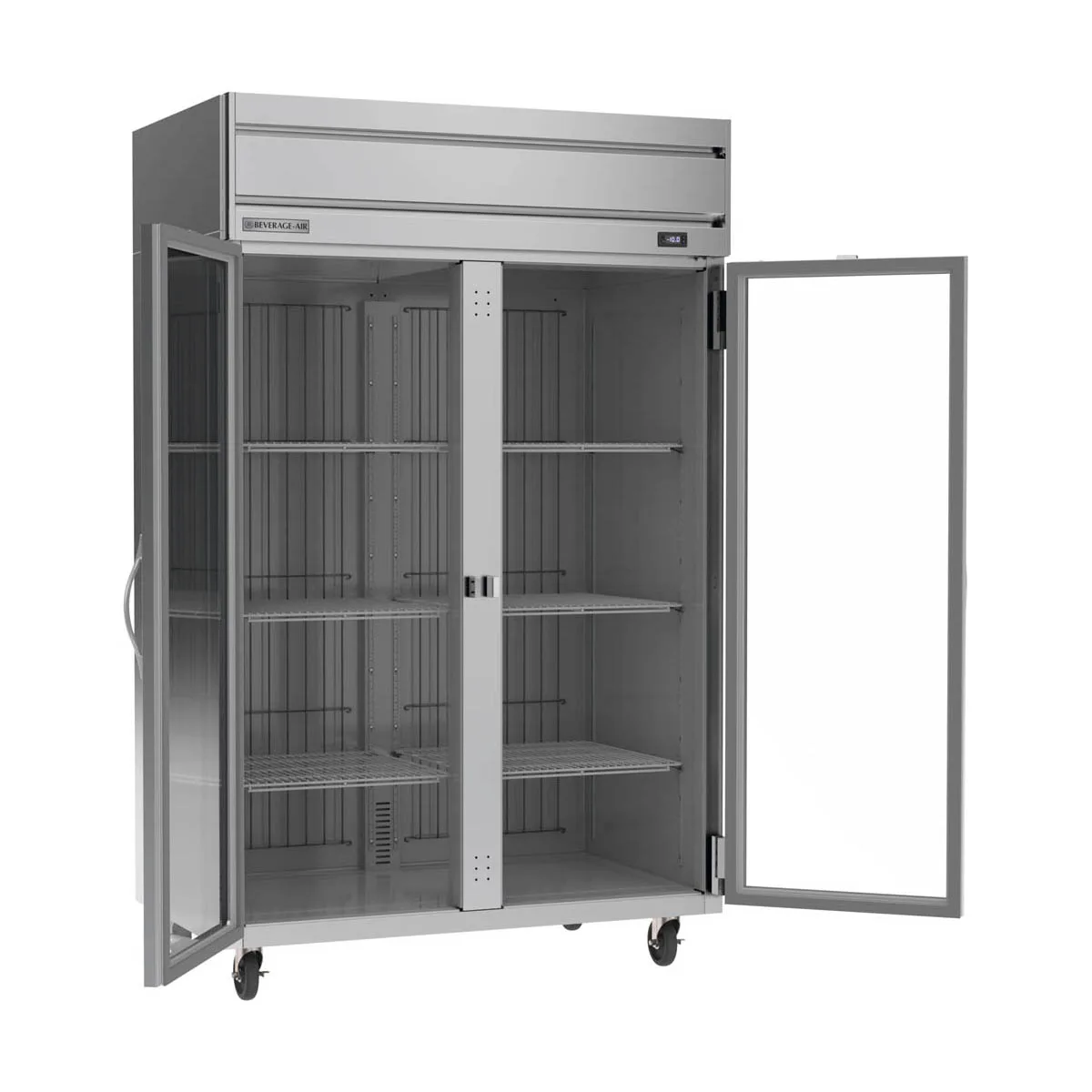 Beverage Air HFP2HC-1G 52" 2-Glass Door Reach-In Freezer, Top Mounted, 46.29 cu. ft., Stainless Steel