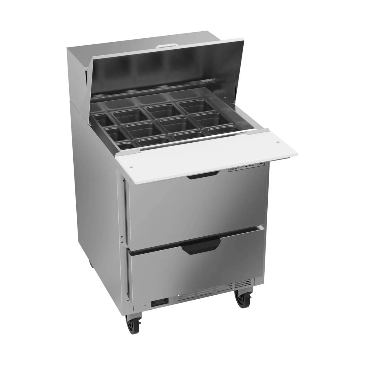 Beverage Air SPED27HC-12M 27" Mega Top Sandwich / Salad Prep Table w/ 2 Drawers, 12 Pans