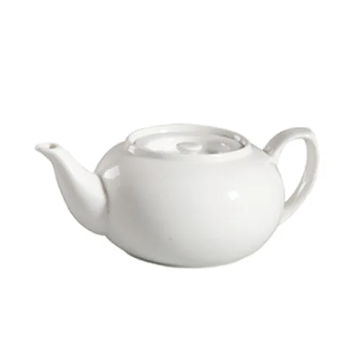 CAC China 101-TPW-2 Lincoln Teapot, 32 Oz 8" L x 3-1/2" W x 5" H, Bone White Porcelain Lid - 1 Dozen
