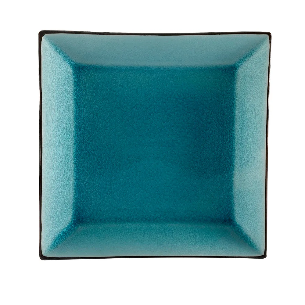 CACChina 666-5-BLU Japanese Style Square Plate 5"x5"x1" Lake Blue Stoneware Ceramic - Dozen
