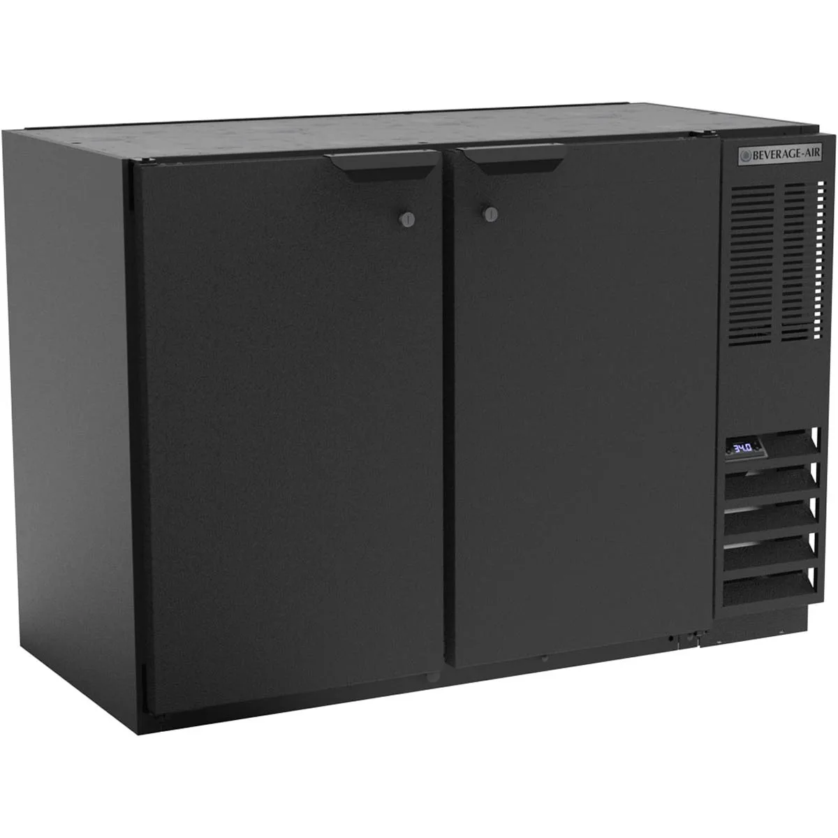 Beverage Air BB48HC-1-B-27 48" 2 Section Black Back Bar Cooler with Solid Door