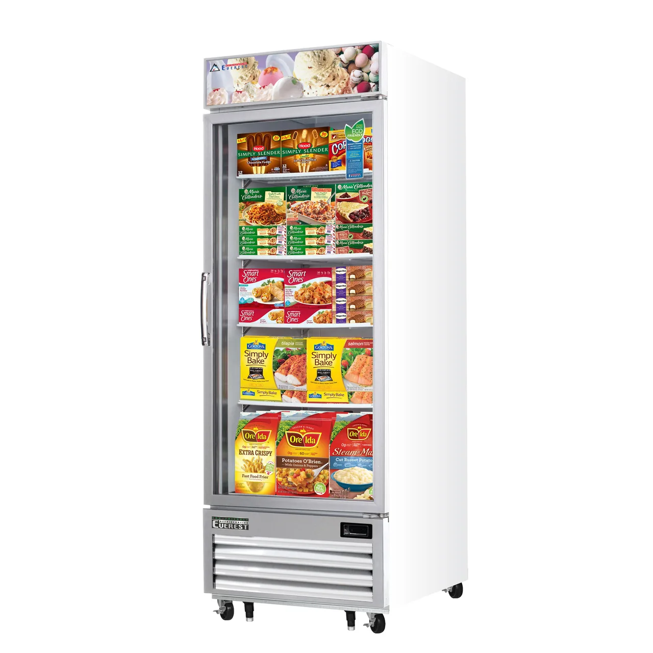 Everest EMGF23 29" 1 Glass Door Freezer Merchandiser in White, 23 cu. ft.