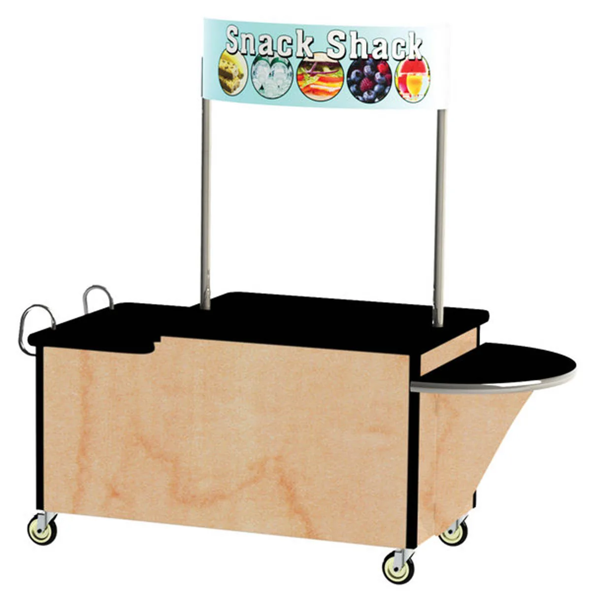 Lakeside 768 Stainless Steel Vending Kiosk / Breakfast / Snack Cart w/ 2-Level Black Laminate Flat Top